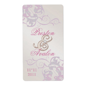 Roze Swirl Champagne Jeweled Wine Label