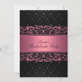 Roze Swirl Damask | Uitnodiging voor vrijgezellenf