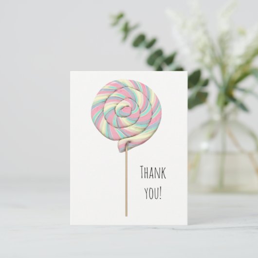 Roze Swirl Lollipop Briefkaart (Staand voorkant)