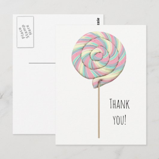 Roze Swirl Lollipop Briefkaart (Voorkant / Achterkant)