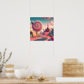 Roze Swirl Lollipop Snoep Landhuis Poster (Keuken)