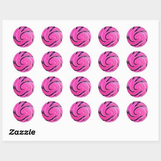 Roze Swirl Lolly Ronde Sticker (Vel)