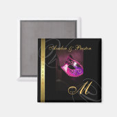 Roze Swirl Masquerade Mask Save The Date Magnet (Voorkant / Achterkant)