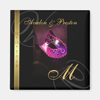 Roze Swirl Masquerade Mask Save The Date Magnet