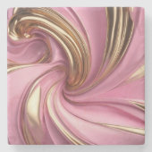 Roze Swirl Modern Stenen Onderzetter (Voorkant)