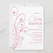 Roze Swirls & Flourishes Baby shower Kaart (Voorkant)