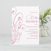 Roze Swirls & Flourishes Baby shower Kaart (Staand voorkant)