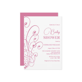 Roze Swirls & Flourishes Baby shower Kaart