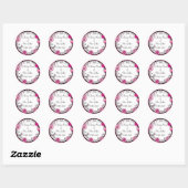 Roze swirly bloemetjes aanpasbare sympathie sticke ronde sticker (Vel)