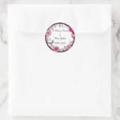 Roze swirly bloemetjes aanpasbare sympathie sticke ronde sticker (Tas)