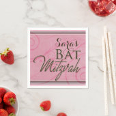 Roze swirly designer Bat Mitswa Servetten (Insitu)