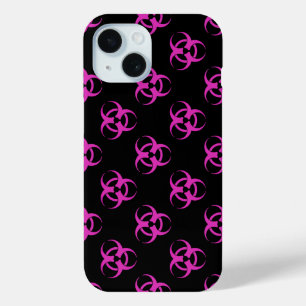Roze symbool voor biogevaren iPhone 15 case