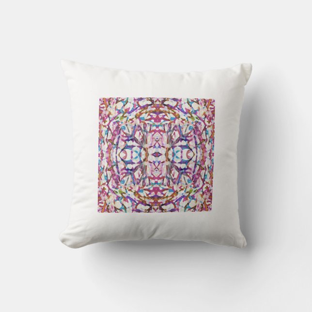 Roze symmetrisch patroon kussen (Voorkant)