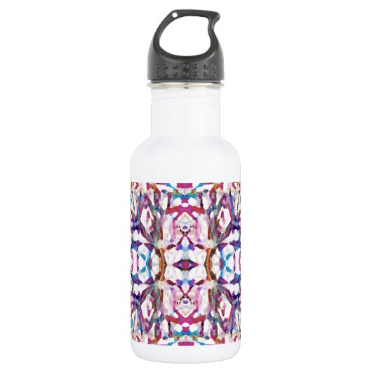 Roze symmetrisch patroon waterfles (Voorkant)