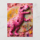 Roze T-Rex Briefkaart (Voorkant)