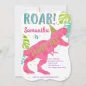 Roze, T-rex, Dinosaur, Girl, 3e verjaardag Kaart (Voorkant)
