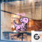 Roze T Rex Dinosaurus Raamsticker (Cafe Raam)