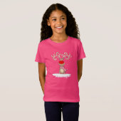 roze t-shirt met rode neus voor rendieren (Voorkant volledig)