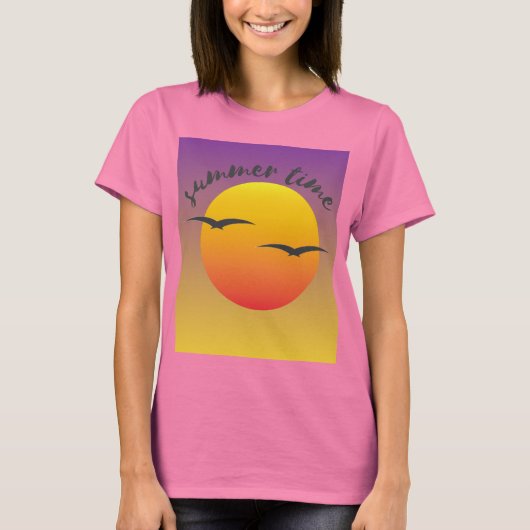 Roze t-shirt met zomerontwerp  (Voorkant)