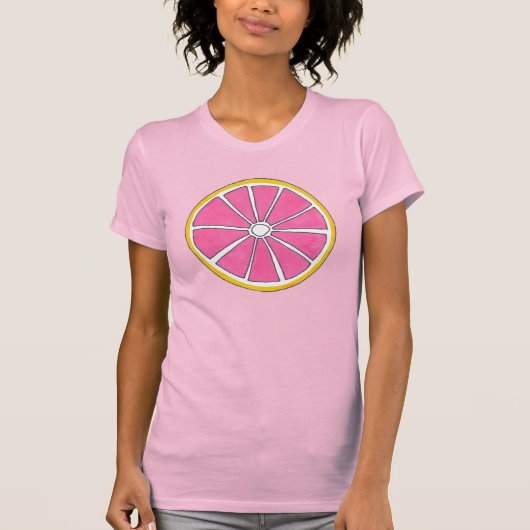 Roze T-shirt van pompelmoessap/grapefruitcitrusvru (Voorkant)