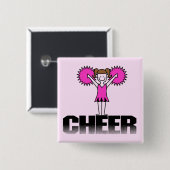Roze T-shirts met Cheerlead en Gifts Vierkante Button 5,1 Cm (Voorkant /achterkant)