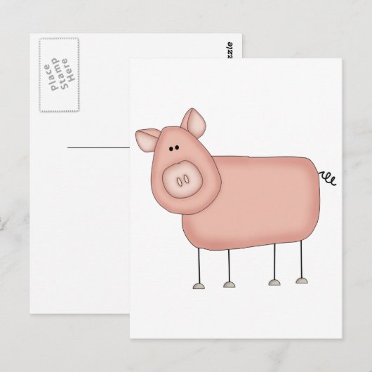 Roze T-shirts, roze roodrokken Briefkaart (Voorkant / Achterkant)