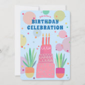 Roze Taart Bubbels grillige VERJAARDAG PARTIJ Cust Kaart (Voorkant)