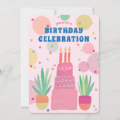 Roze Taart Bubbels grillige VERJAARDAG PARTIJ Cust Kaart (Voorkant)