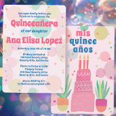 Roze Taart Bubbels Whimsical QUINCEANERA Custom Kaart