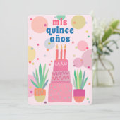 Roze Taart Bubbels Whimsical QUINCEANERA Custom Kaart (Staand voorkant)