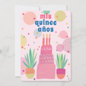 Roze Taart Bubbels Whimsical QUINCEANERA Custom Kaart (Voorkant)