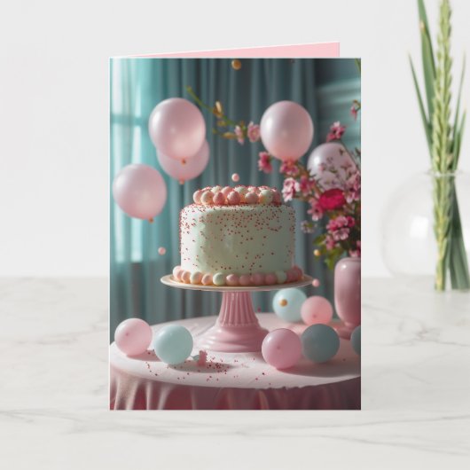 Roze Taart En Ballonnen (Voorkant)
