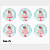 Roze taart en kronen ronde sticker (Vel)
