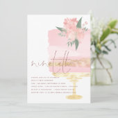 Roze Taart Negentigste Verjaardagsfeestuitnodiging Kaart (Staand voorkant)