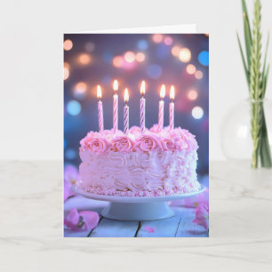 Roze Taart Zoete Verjaardag Feestdagen Kaart