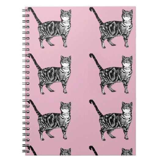 Roze Tabby Cat Cats Cats Cat nice strips Notitiebo Notitieboek (Voorkant)