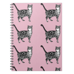 Roze Tabby Kat Kat Kat Kat Kantje gestreepte Tabbi Notitieboek