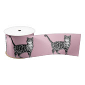 Roze Tabby kat kattekatten schattig Satin Ribbon Satijnen Lint (Spoel)