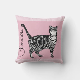 Roze Tabby Kat Katten Roze Meisjesnaam Nursery Kussen