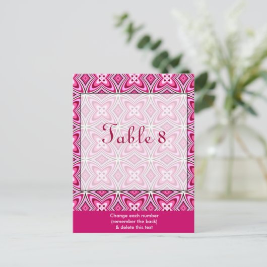 Roze tabelnummer Briefkaart (Staand voorkant)