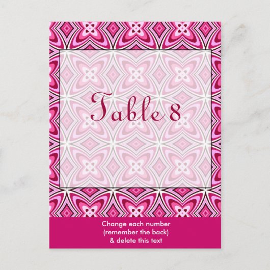 Roze tabelnummer Briefkaart (Voorkant)