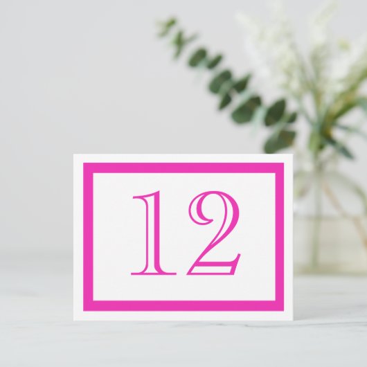 Roze tabelnummerkaarten briefkaart (Staand voorkant)