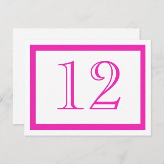 Roze tabelnummerkaarten briefkaart (Voorkant / Achterkant)