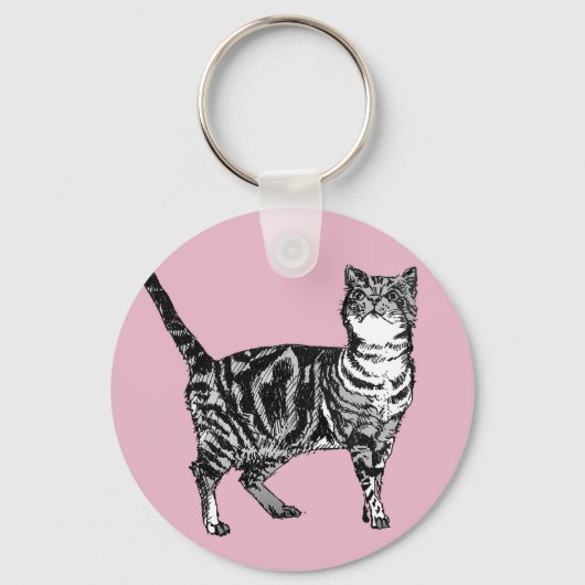 Roze tablet kattekatten Kat meisjes Kunststof Sleutelhanger (Voorkant)