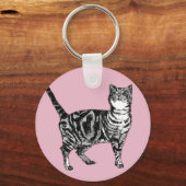 Roze tablet kattekatten Kat meisjes Kunststof Sleutelhanger (Voorkant)