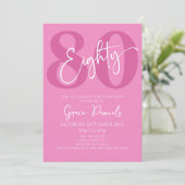 Roze Tachtig 80e Tachtigste Verjaardagsfeestje Kaart (Staand voorkant)