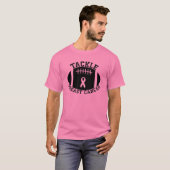 Roze tackle bal, borstkanker bewustzijn t-shirt (Voorkant volledig)