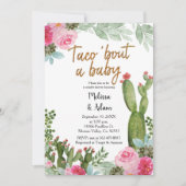 Roze Taco over een Baby Cactus Baby shower Kaart (Voorkant)