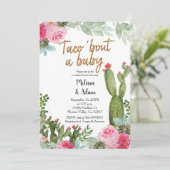 Roze Taco over een Baby Cactus Baby shower Kaart (Staand voorkant)