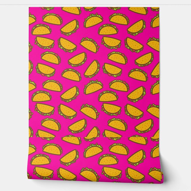 roze tacos behang (Afrollen)